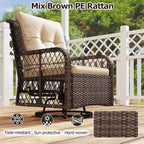 Costway 3 PCS Patio Furniture Set with 2-Tier Side Table and Cushions for Porch Brown/Black