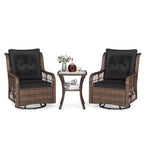 Costway 3 PCS Patio Furniture Set with 2-Tier Side Table and Cushions for Porch Brown/Black