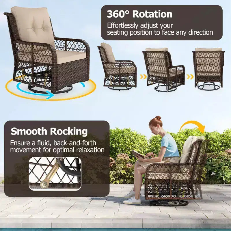 Costway 3 PCS Patio Furniture Set with 2-Tier Side Table and Cushions for Porch Brown/Black