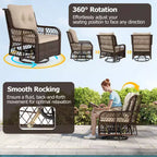 Costway 3 PCS Patio Furniture Set with 2-Tier Side Table and Cushions for Porch Brown/Black