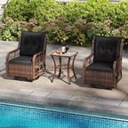 Costway 3 PCS Patio Furniture Set with 2-Tier Side Table and Cushions for Porch Brown/Black
