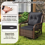 Costway 3 PCS Patio Furniture Set with 2-Tier Side Table and Cushions for Porch Brown/Black