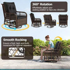 Costway 3 PCS Patio Furniture Set with 2-Tier Side Table and Cushions for Porch Brown/Black
