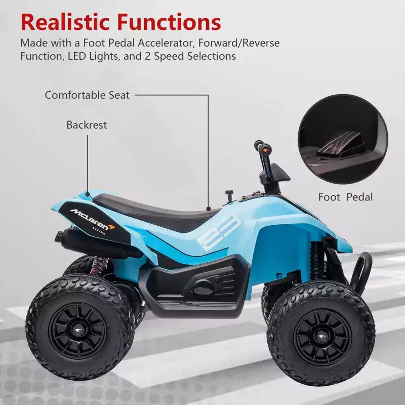 Acekool 12V Kids Ride-On BMW Motorcycle with Remote, 2 Speeds, Music, USB, LED Lights & Training Wheels  White