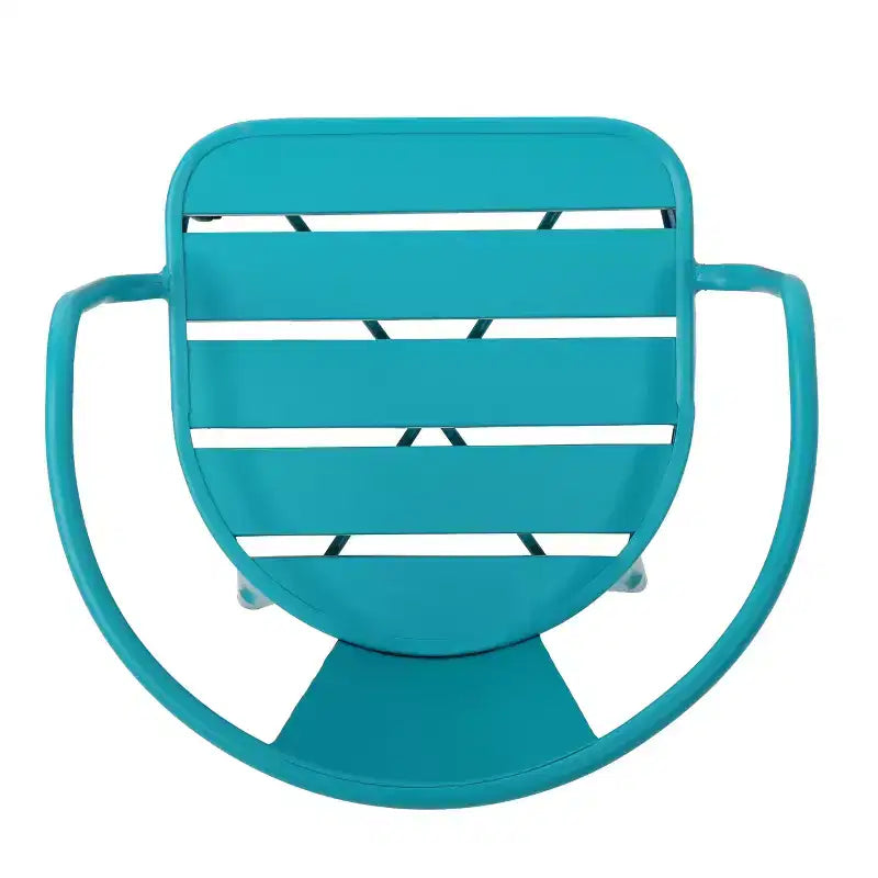 GDFStudio Hobart Outdoor 3 Piece Iron Bistro Set with Metal Slatted Chairs and Round Table