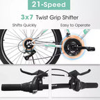 Zeus & Ruta 26 Mountain Bike with 21-Speed Gear, Front Suspension, V-Brake, Carbon Steel Frame Bicycle for Teens and Women