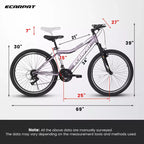 Zeus & Ruta 26 Mountain Bike with 21-Speed Gear, Front Suspension, V-Brake, Carbon Steel Frame Bicycle for Teens and Women