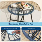 3 Pieces Outdoor Acapulco Chair Patio Bistro Set, All-Weather Acapulco Chairs with Glass Top Table, Modern Patio Conversation Chairs Set of 2