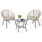 3 Pieces Outdoor Acapulco Chair Patio Bistro Set, All-Weather Acapulco Chairs with Glass Top Table, Modern Patio Conversation Chairs Set of 2