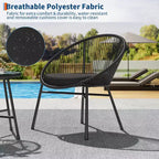 3 Pieces Outdoor Acapulco Chair Patio Bistro Set, All-Weather Acapulco Chairs with Glass Top Table, Modern Patio Conversation Chairs Set of 2