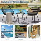3 Pieces Outdoor Acapulco Chair Patio Bistro Set, All-Weather Acapulco Chairs with Glass Top Table, Modern Patio Conversation Chairs Set of 2