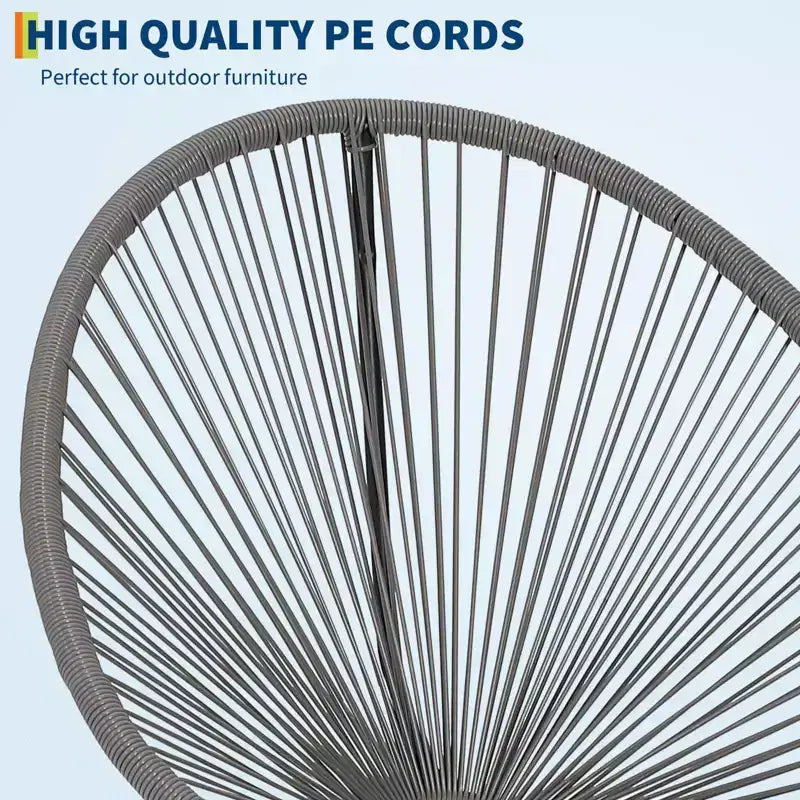 3 Piece Patio Furniture Set Acapulco Chairs Woven Rope Chairs and Glass Top Table for Outdoor Patio Conversation Bistro Sets All Weather