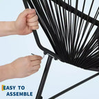 3 Piece Patio Furniture Set Acapulco Chairs Woven Rope Chairs and Glass Top Table for Outdoor Patio Conversation Bistro Sets All Weather