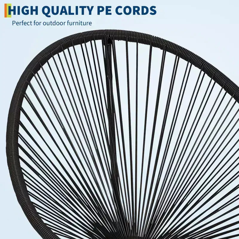 3 Piece Patio Furniture Set Acapulco Chairs Woven Rope Chairs and Glass Top Table for Outdoor Patio Conversation Bistro Sets All Weather
