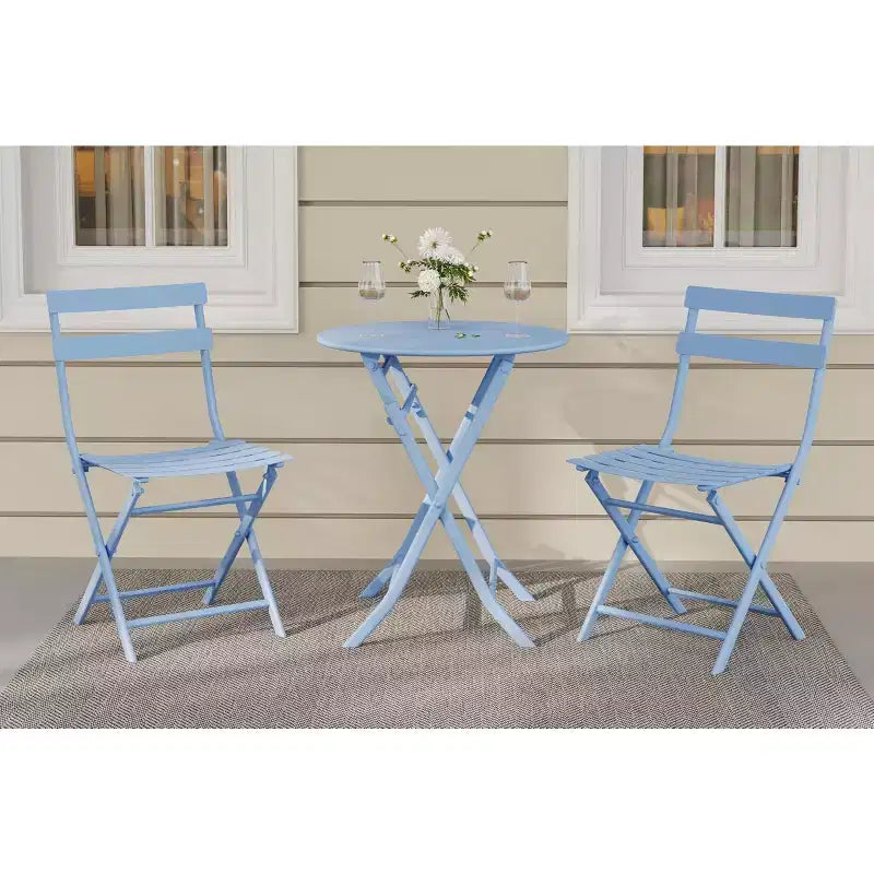 3 Piece Patio Set,Folding Patio Table and Chairs, Folding Outdoor Patio Furniture Sets,Weather Resistant Conversation Set for Yard Garden