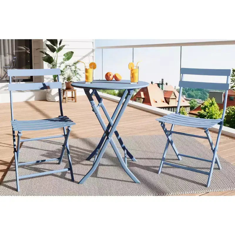 3 Piece Patio Set,Folding Patio Table and Chairs, Folding Outdoor Patio Furniture Sets,Weather Resistant Conversation Set for Yard Garden