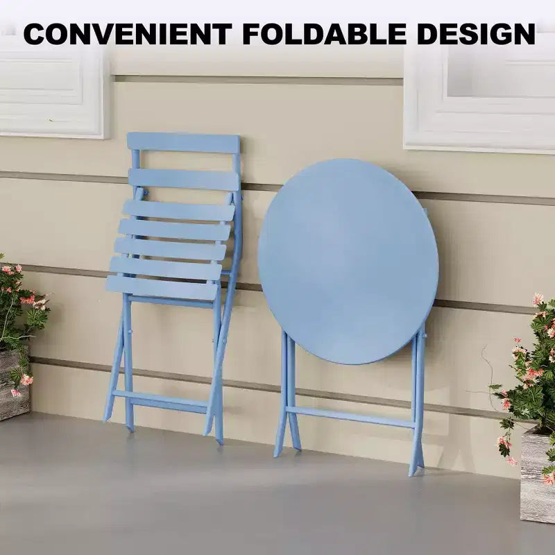 3 Piece Patio Set,Folding Patio Table and Chairs, Folding Outdoor Patio Furniture Sets,Weather Resistant Conversation Set for Yard Garden