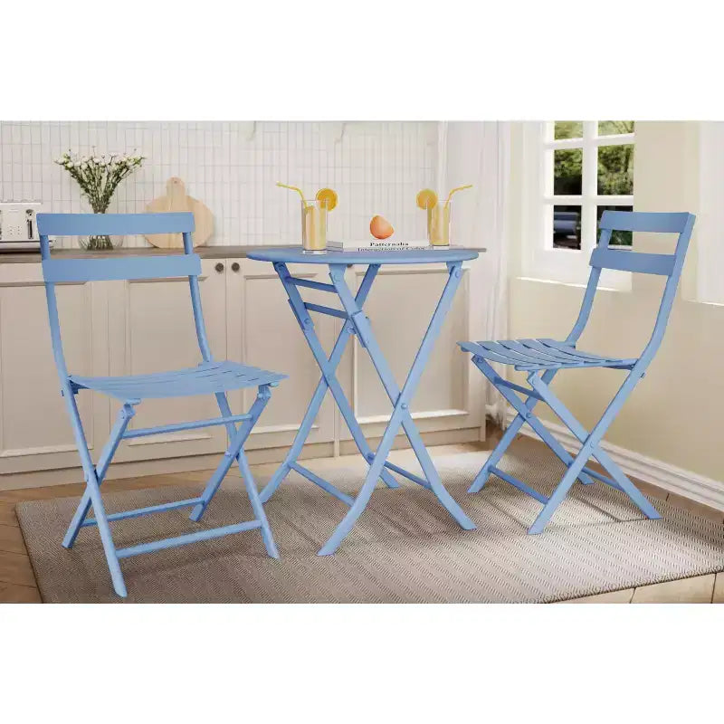 3 Piece Patio Set,Folding Patio Table and Chairs, Folding Outdoor Patio Furniture Sets,Weather Resistant Conversation Set for Yard Garden
