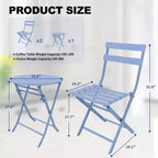 3 Piece Patio Set,Folding Patio Table and Chairs, Folding Outdoor Patio Furniture Sets,Weather Resistant Conversation Set for Yard Garden