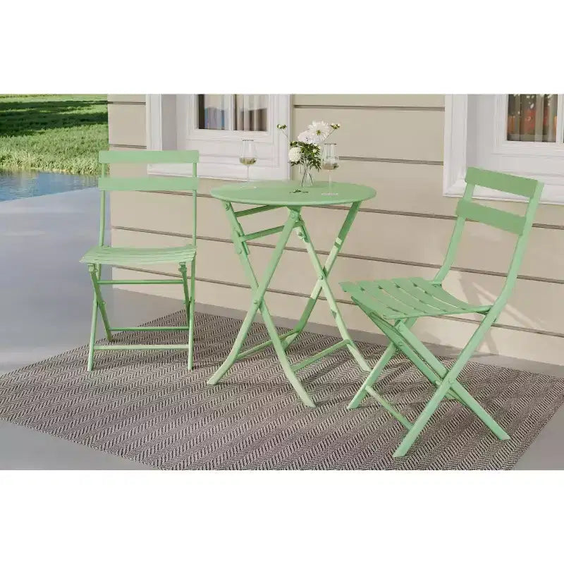 3 Piece Patio Set,Folding Patio Table and Chairs, Folding Outdoor Patio Furniture Sets,Weather Resistant Conversation Set for Yard Garden