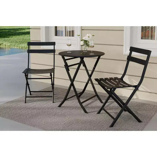 3 Piece Patio Set,Folding Patio Table and Chairs, Folding Outdoor Patio Furniture Sets,Weather Resistant Conversation Set for Yard Garden
