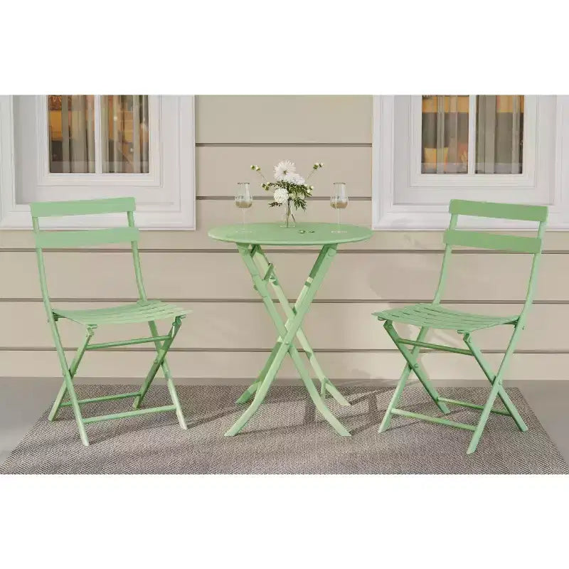 3 Piece Patio Set,Folding Patio Table and Chairs, Folding Outdoor Patio Furniture Sets,Weather Resistant Conversation Set for Yard Garden