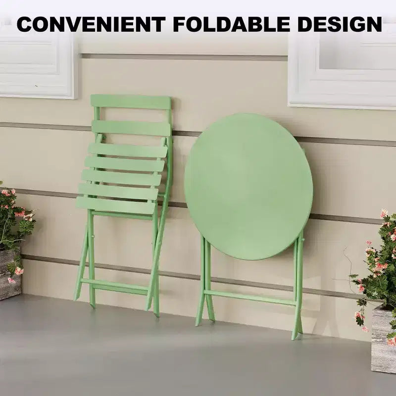 3 Piece Patio Set,Folding Patio Table and Chairs, Folding Outdoor Patio Furniture Sets,Weather Resistant Conversation Set for Yard Garden