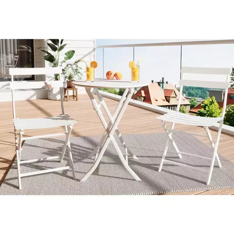 3 Piece Patio Set,Folding Patio Table and Chairs, Folding Outdoor Patio Furniture Sets,Weather Resistant Conversation Set for Yard Garden