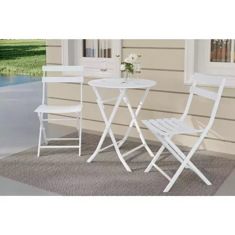 3 Piece Patio Set,Folding Patio Table and Chairs, Folding Outdoor Patio Furniture Sets,Weather Resistant Conversation Set for Yard Garden