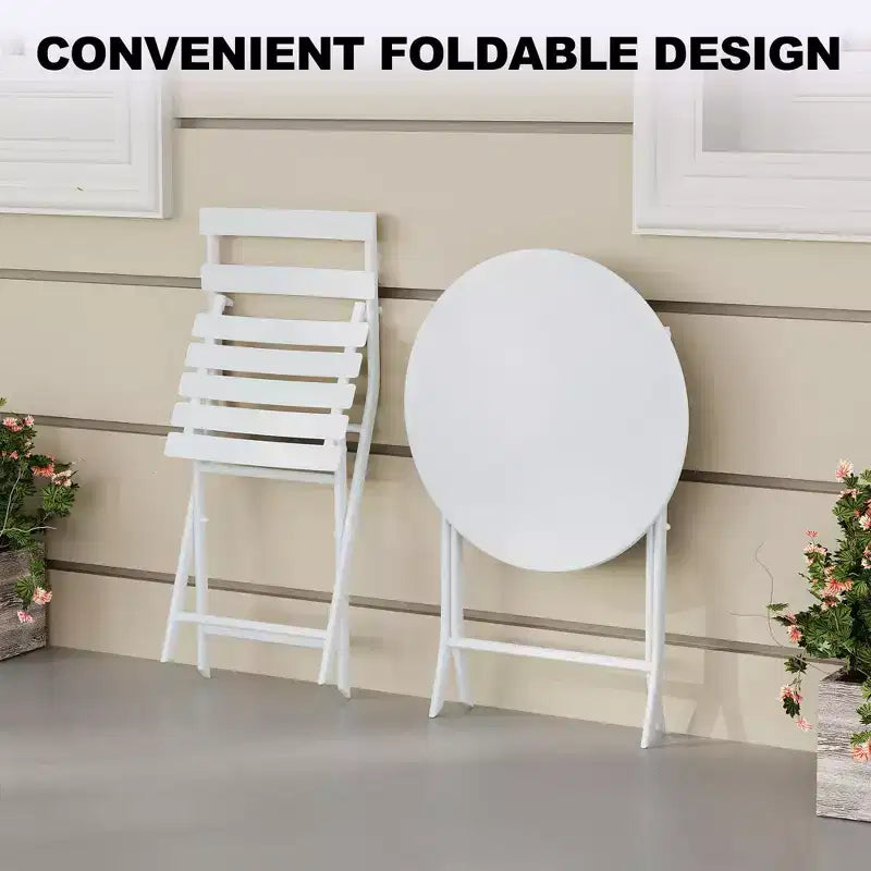 3 Piece Patio Set,Folding Patio Table and Chairs, Folding Outdoor Patio Furniture Sets,Weather Resistant Conversation Set for Yard Garden