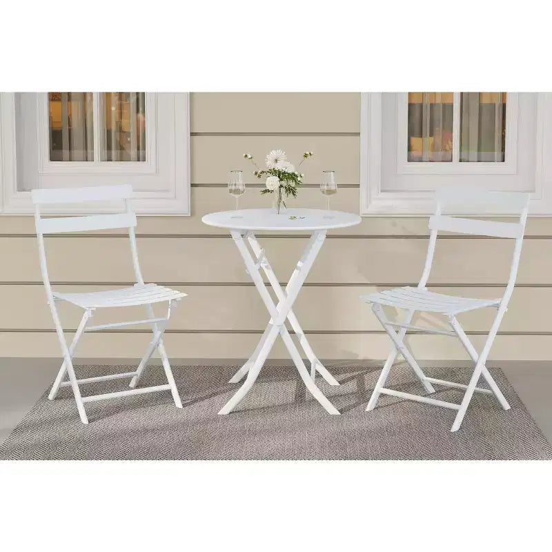 3 Piece Patio Set,Folding Patio Table and Chairs, Folding Outdoor Patio Furniture Sets,Weather Resistant Conversation Set for Yard Garden