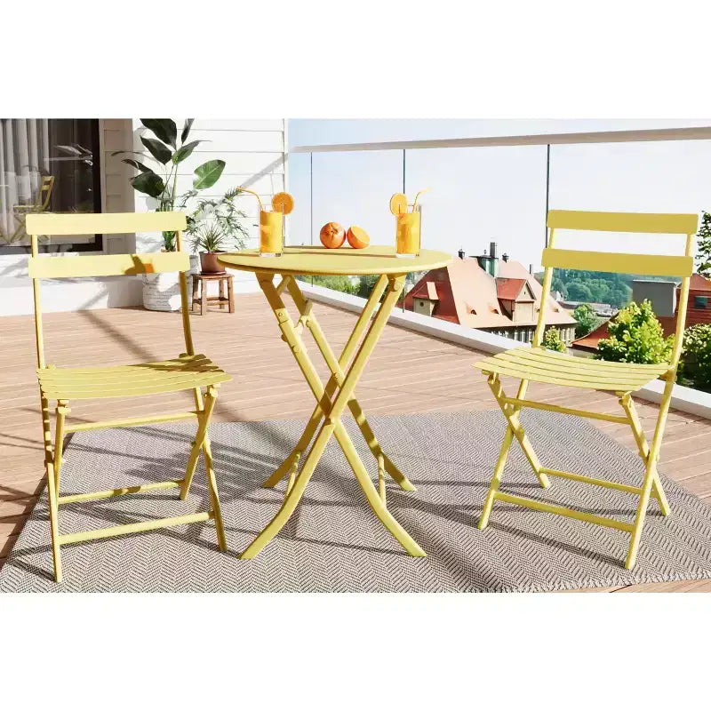 3 Piece Patio Set,Folding Patio Table and Chairs, Folding Outdoor Patio Furniture Sets,Weather Resistant Conversation Set for Yard Garden