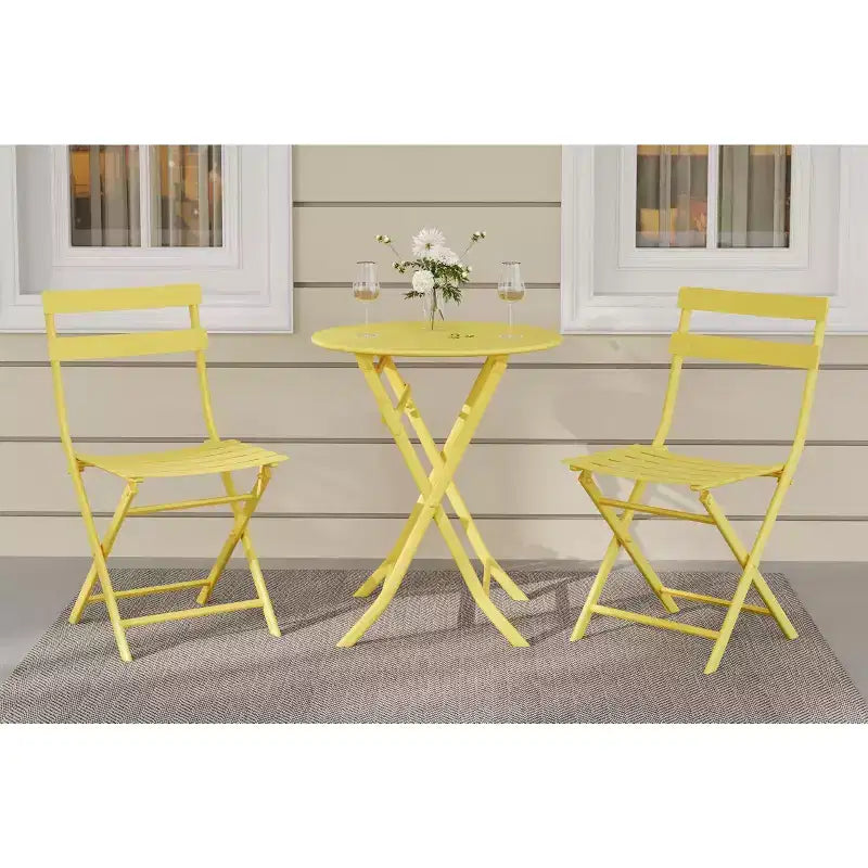 3 Piece Patio Set,Folding Patio Table and Chairs, Folding Outdoor Patio Furniture Sets,Weather Resistant Conversation Set for Yard Garden