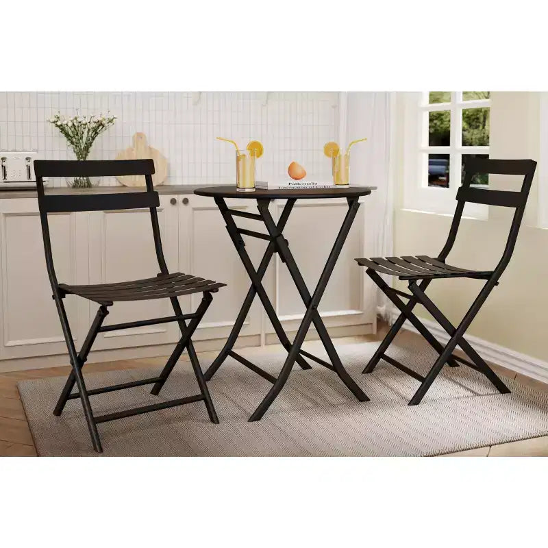 3 Piece Patio Set,Folding Patio Table and Chairs, Folding Outdoor Patio Furniture Sets,Weather Resistant Conversation Set for Yard Garden