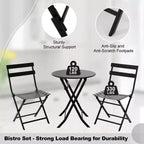 3 Piece Patio Set,Folding Patio Table and Chairs, Folding Outdoor Patio Furniture Sets,Weather Resistant Conversation Set for Yard Garden