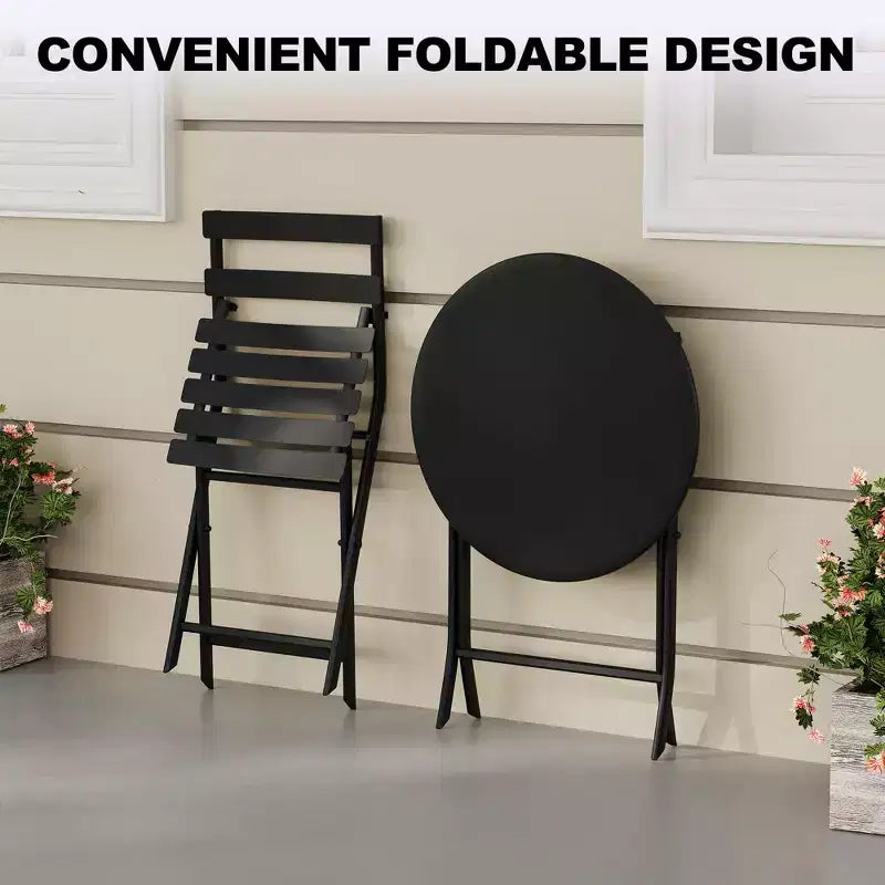 3 Piece Patio Set,Folding Patio Table and Chairs, Folding Outdoor Patio Furniture Sets,Weather Resistant Conversation Set for Yard Garden