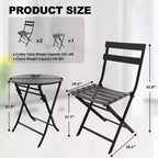 3 Piece Patio Set,Folding Patio Table and Chairs, Folding Outdoor Patio Furniture Sets,Weather Resistant Conversation Set for Yard Garden