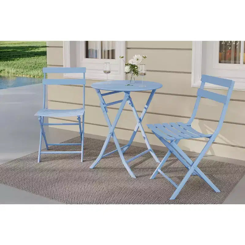 3 Piece Patio Set,Folding Patio Table and Chairs, Folding Outdoor Patio Furniture Sets,Weather Resistant Conversation Set for Yard Garden