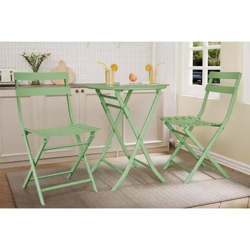 3 Piece Patio Set,Folding Patio Table and Chairs, Folding Outdoor Patio Furniture Sets,Weather Resistant Conversation Set for Yard Garden