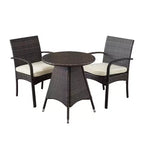 GDFStudio Peterson Outdoor Wicker 3 Piece Bistro Set with Cushion
