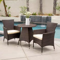 GDFStudio Harry 3 Piece Outdoor Bistro Set with Round Wicker Table and Chairs