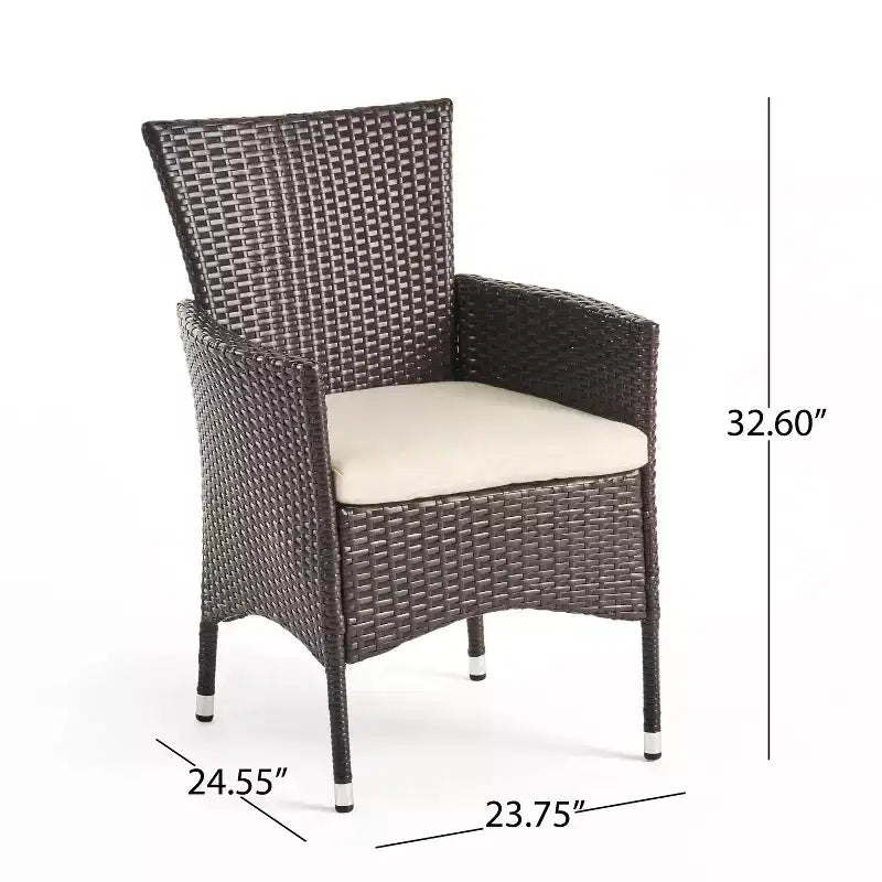 GDFStudio Harry 3 Piece Outdoor Bistro Set with Round Wicker Table and Chairs
