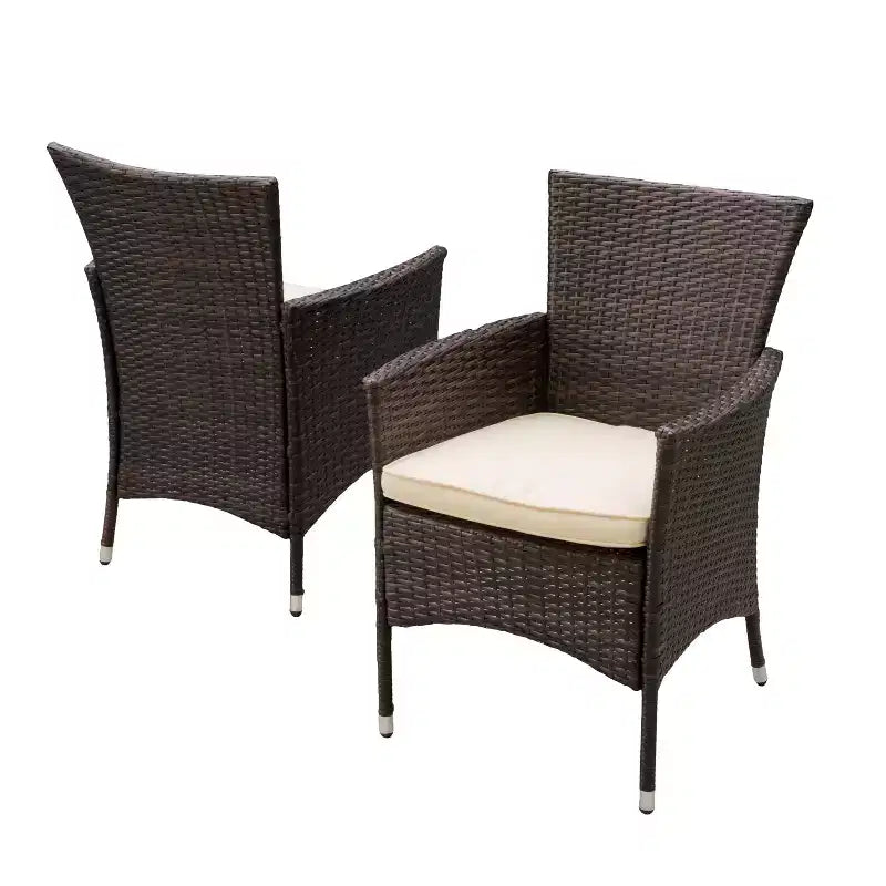 GDFStudio Harry 3 Piece Outdoor Bistro Set with Round Wicker Table and Chairs