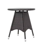GDFStudio Harry 3 Piece Outdoor Bistro Set with Round Wicker Table and Chairs