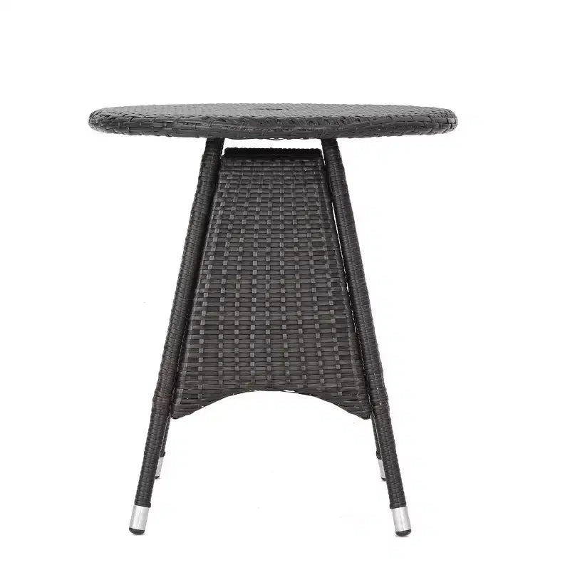 GDFStudio Harry 3 Piece Outdoor Bistro Set with Round Wicker Table and Chairs