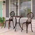 Outdoor 3-Piece Cast Aluminum Leaf Bistro Set