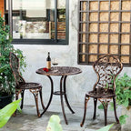 Outdoor 3-Piece Cast Aluminum Leaf Bistro Set