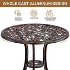 Outdoor 3-Piece Cast Aluminum Leaf Bistro Set