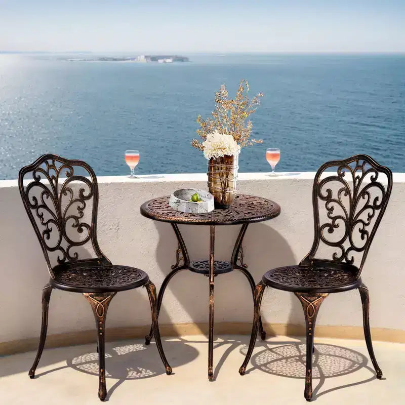Outdoor 3-Piece Cast Aluminum Iris Bistro Set