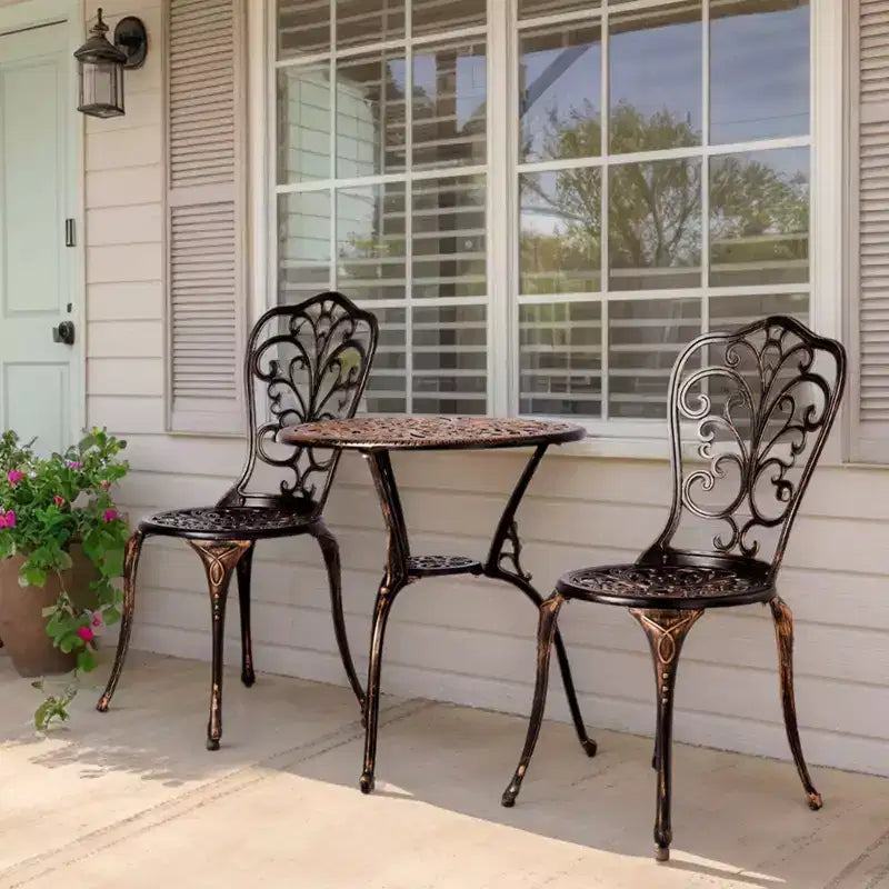 Outdoor 3-Piece Cast Aluminum Iris Bistro Set